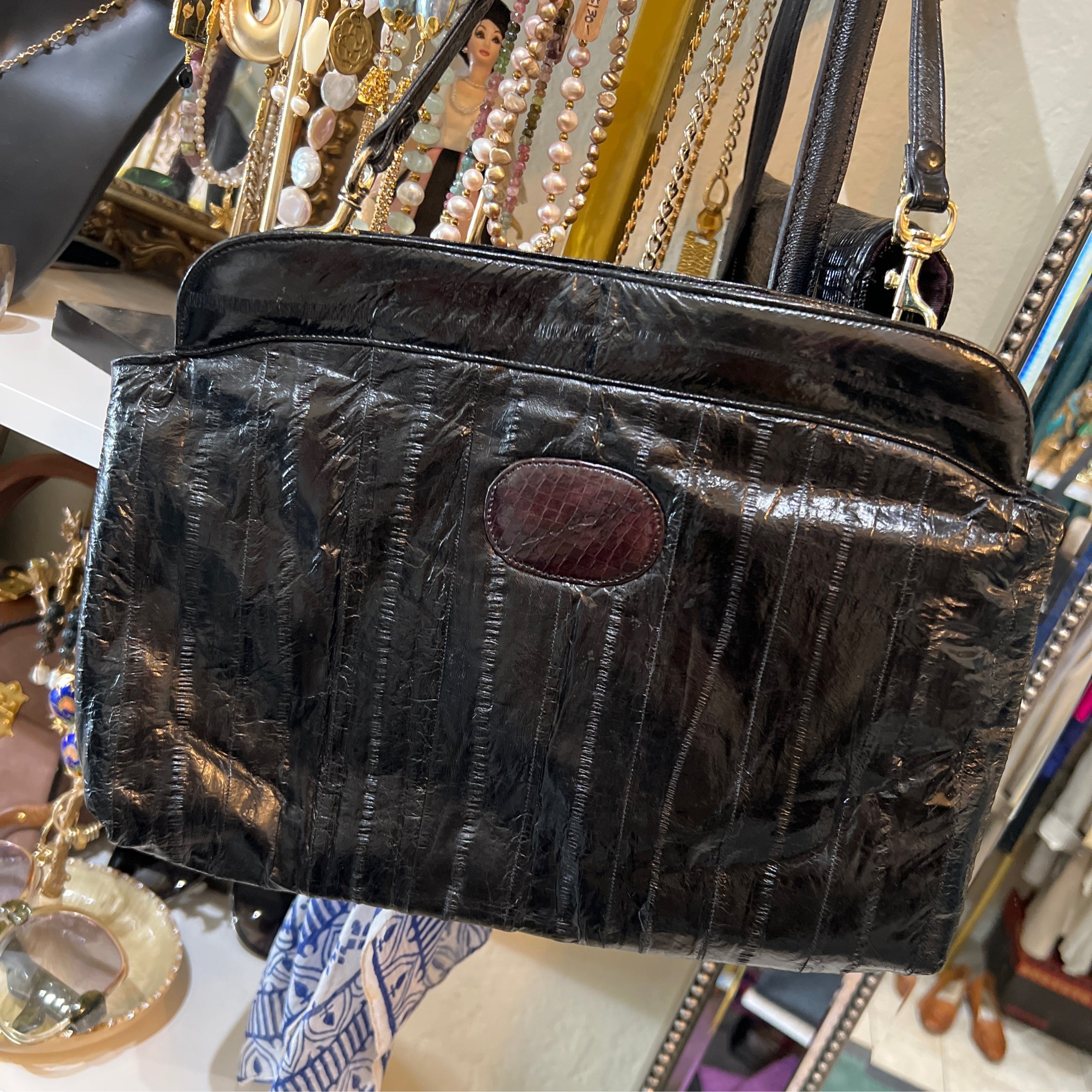 Vintage Eel Skin Crossbody Clutch