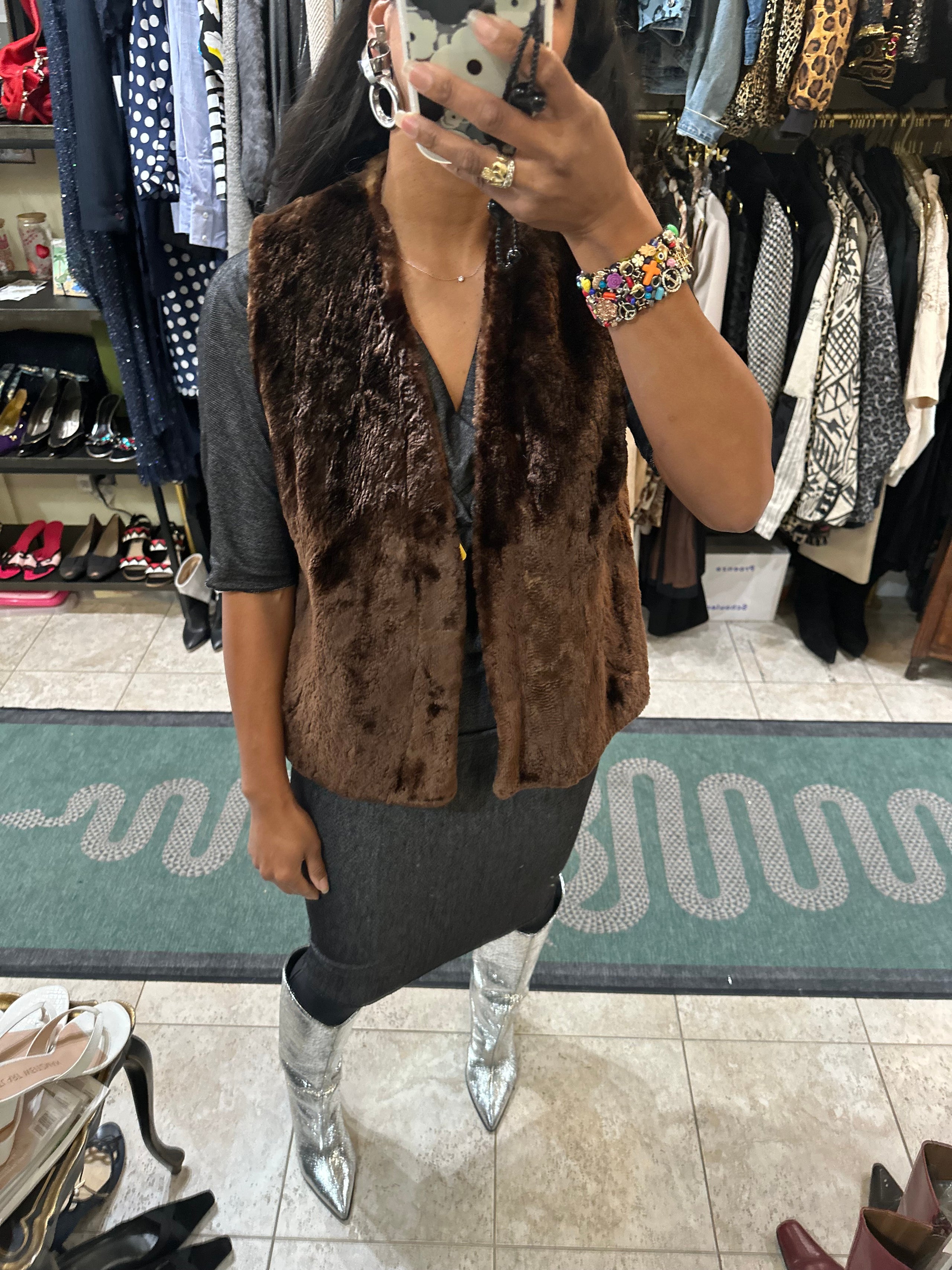Vintage fur vest best sale